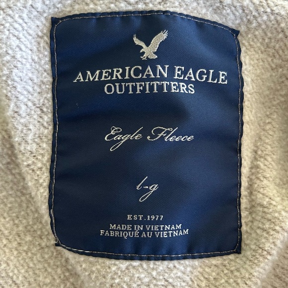 American Eagle Women’s Beige Tan Hooded Sweatshirt with Button Detail Size Large - Picture 5 of 6